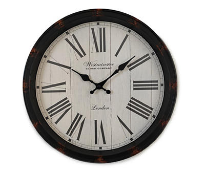 Black & White Shiplap Rivet Wall Clock, (16")