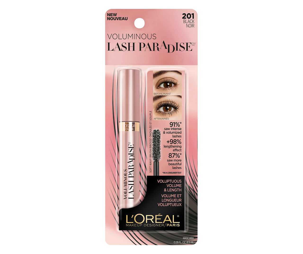 hænge smal Loaded L'Oréal L'Oreal Paris Voluminous Makeup Lash Paradise Volume Mascara,  Black, 0.28 fl. oz. | Big Lots
