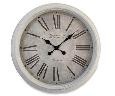 White Antiqued Wall Clock