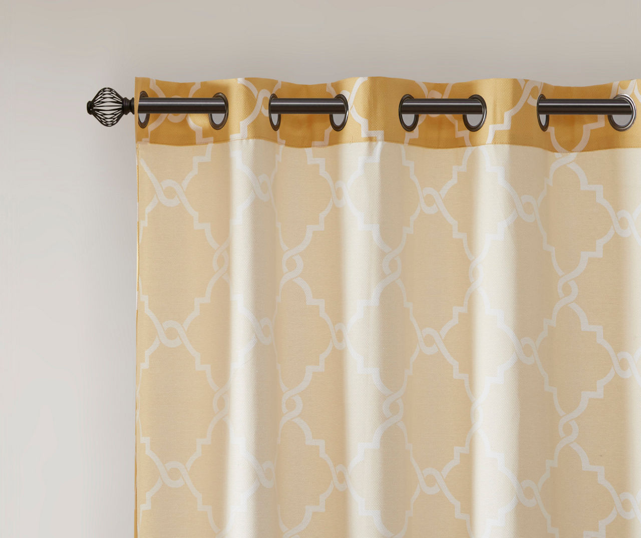 Sereno Fretwork Yellow Light-Filtering Grommet Curtain Panel, (63 ...