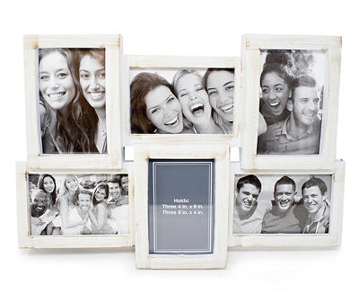 Whitewash Curved 6-Opening Collage Frame