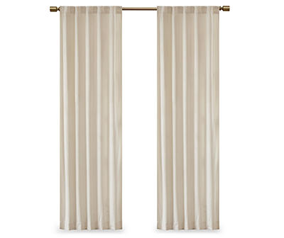 Bryce Velvet Ivory Room-Darkening Rod Pocket Curtain Panel Pair, (84")