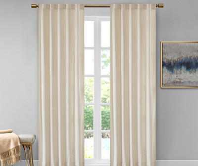 Bryce Velvet Ivory Room-Darkening Rod Pocket Curtain Panel Pair, (84