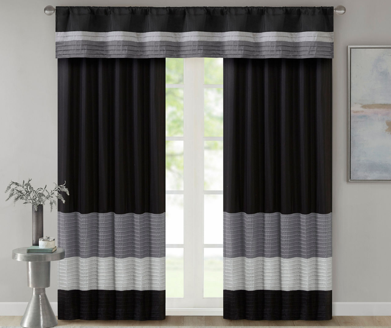 Salem Pintuck Black Light-Filtering Rod Pocket Curtain Panel, (84 ...