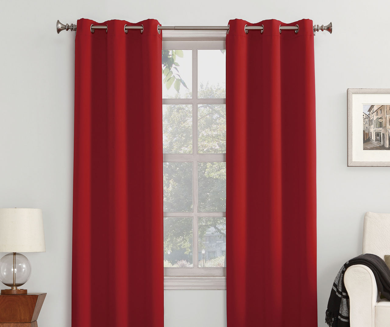 Sun Zero Mariana Red Blackout Grommet Curtain Panel, (84