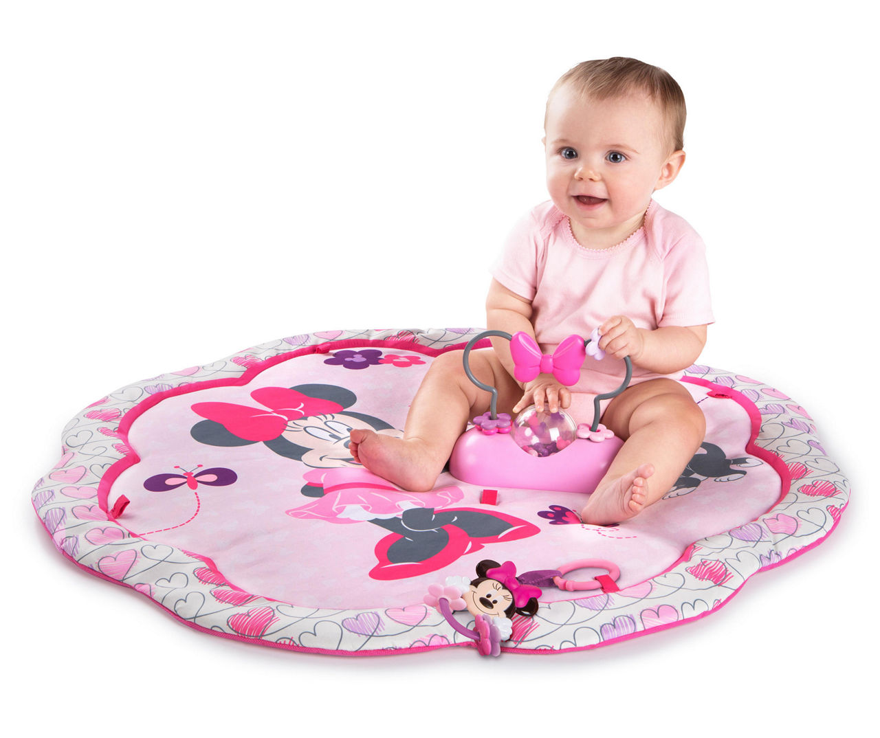 Girls Pink Baby Disney Minnie Mouse Bows Butterflies Walker Toddler First Steps 