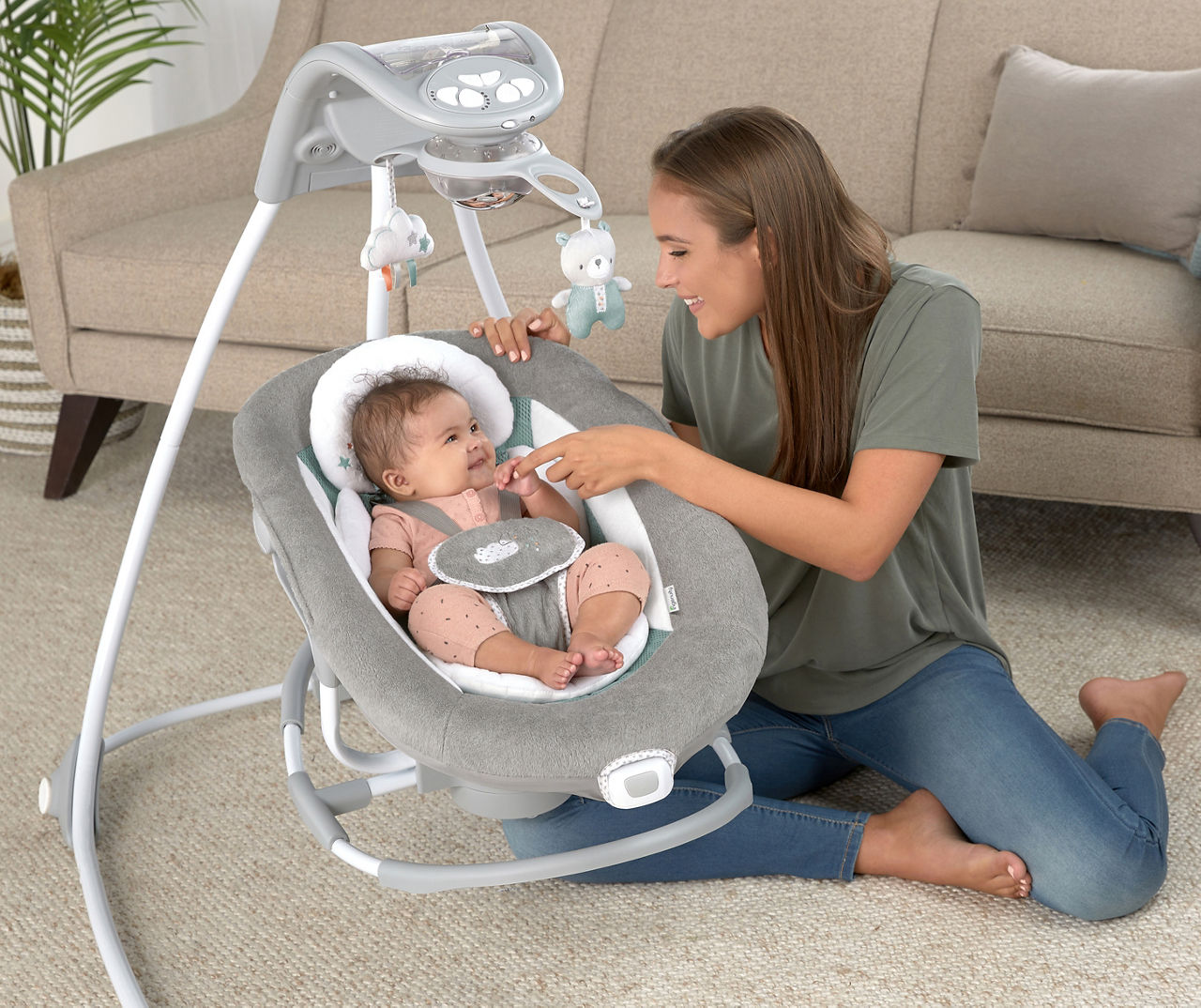 Baby Swing with Baby Bloom Mobile