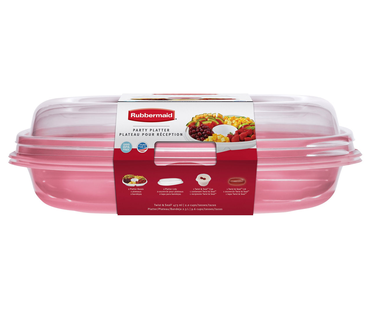 Rubbermaid Rose Pink Party Platters, 2-Pack