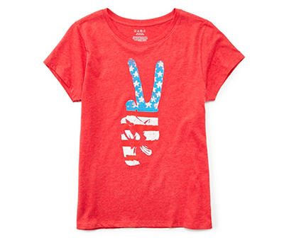 Women's Flag Peace Sign Graphic Tee