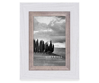 Two-Tone White & Gray Wood Picture Frame, (4" x 6")