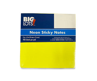 Big Lots Neon Yellow Sticky Notes, 400-Count
