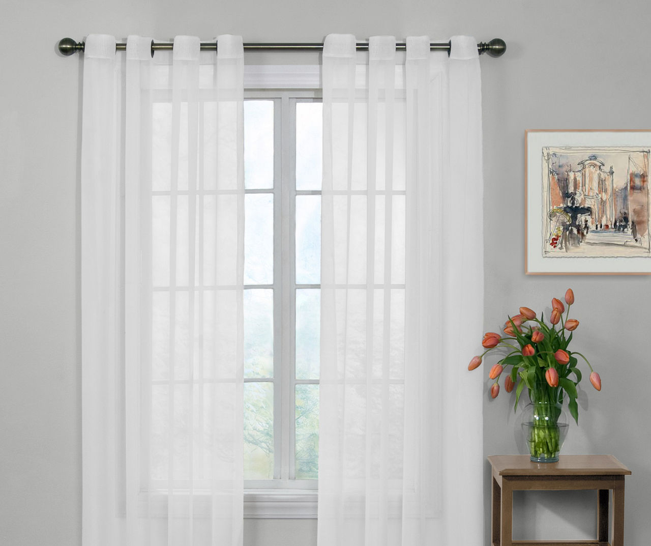 Curtain Fresh Ivory Sheer Grommet Curtain Panel, (63