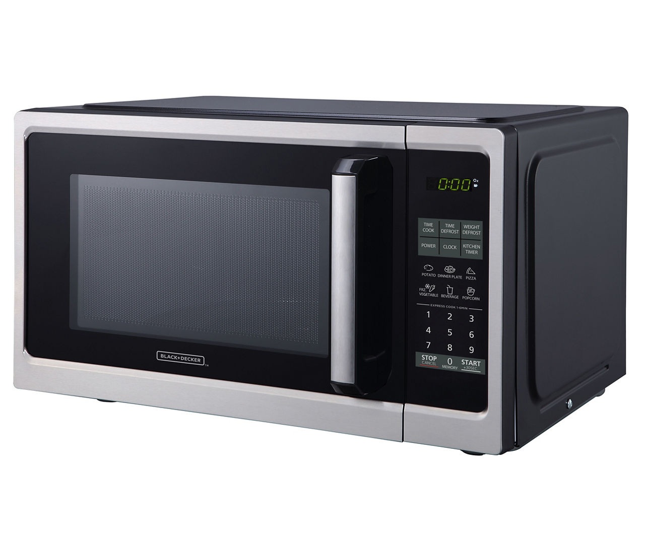 BLACK+DECKER 1.1 Cu Ft 1000W Microwave Oven - Stainless Steel Black