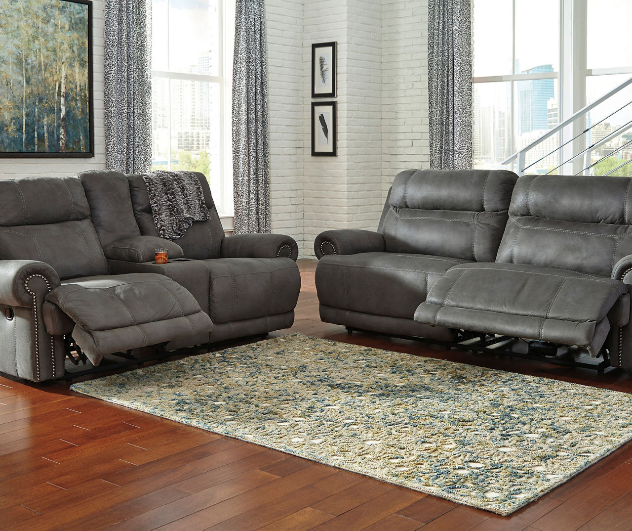 Big lots reclining loveseat with outlet console