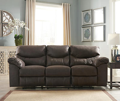 Boxberg Teak Faux Leather Reclining Sofa