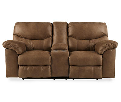 Boxberg Bark Faux Leather Power Reclining Console Loveseat