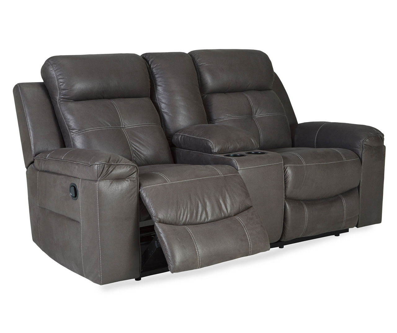 Brighton gray faux leather motion console loveseat deals
