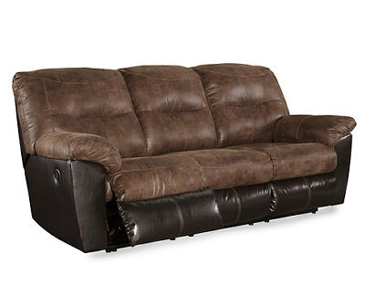 Follett Coffee Faux Leather Reclining Sofa