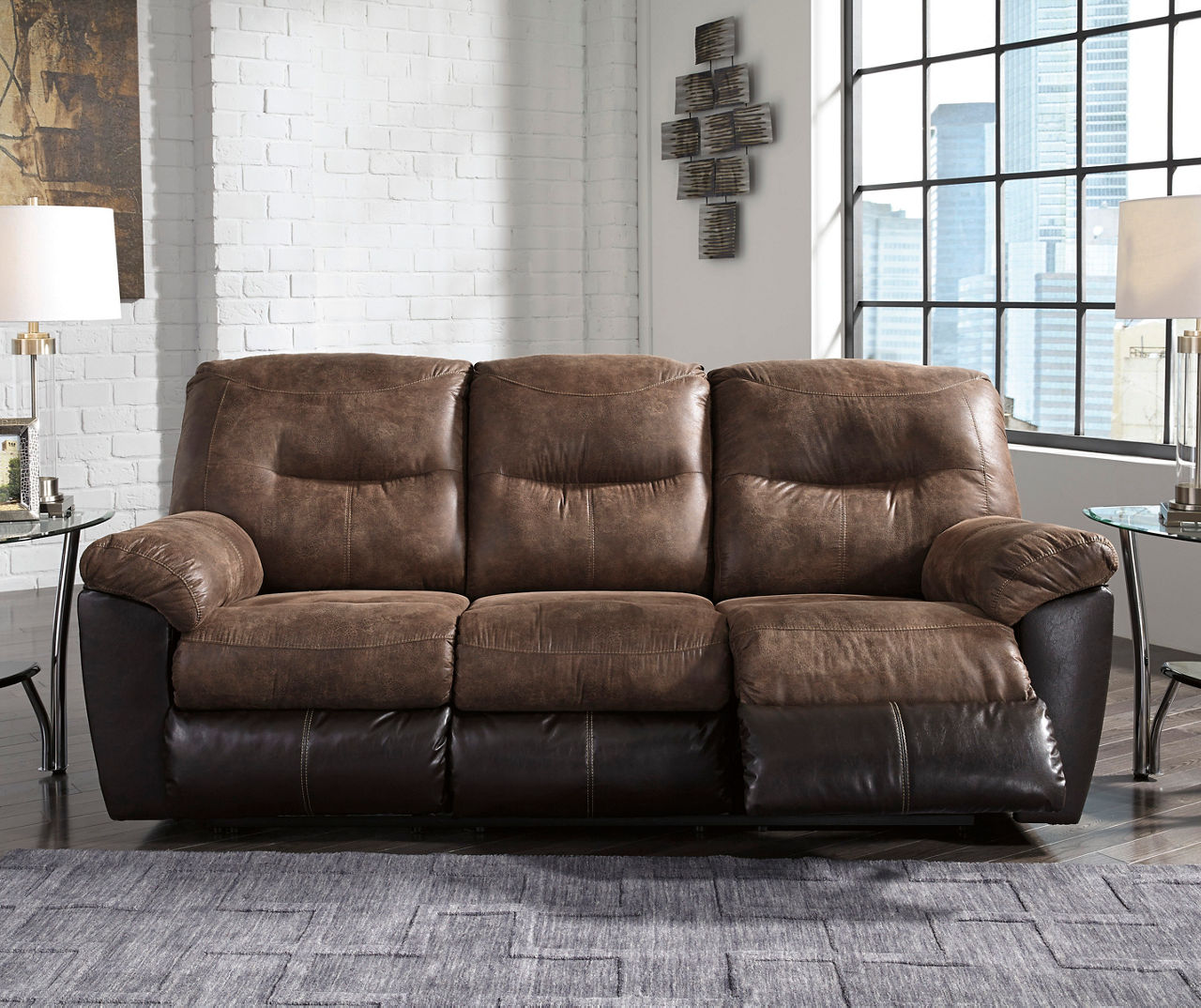 Faux leather deals reclining couch