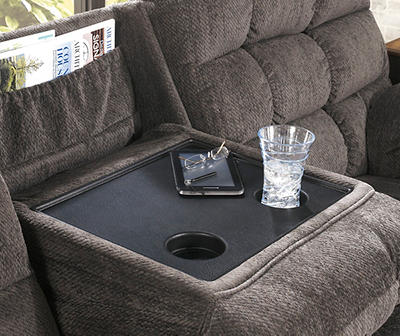 Signature Design By Ashley Acieona Slate Reclining Sofa with Drop Down Table - Big Lots