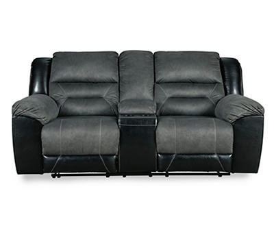 Earhart Faux Leather Reclining Console Loveseat