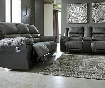 Earhart Faux Leather Reclining Console Loveseat