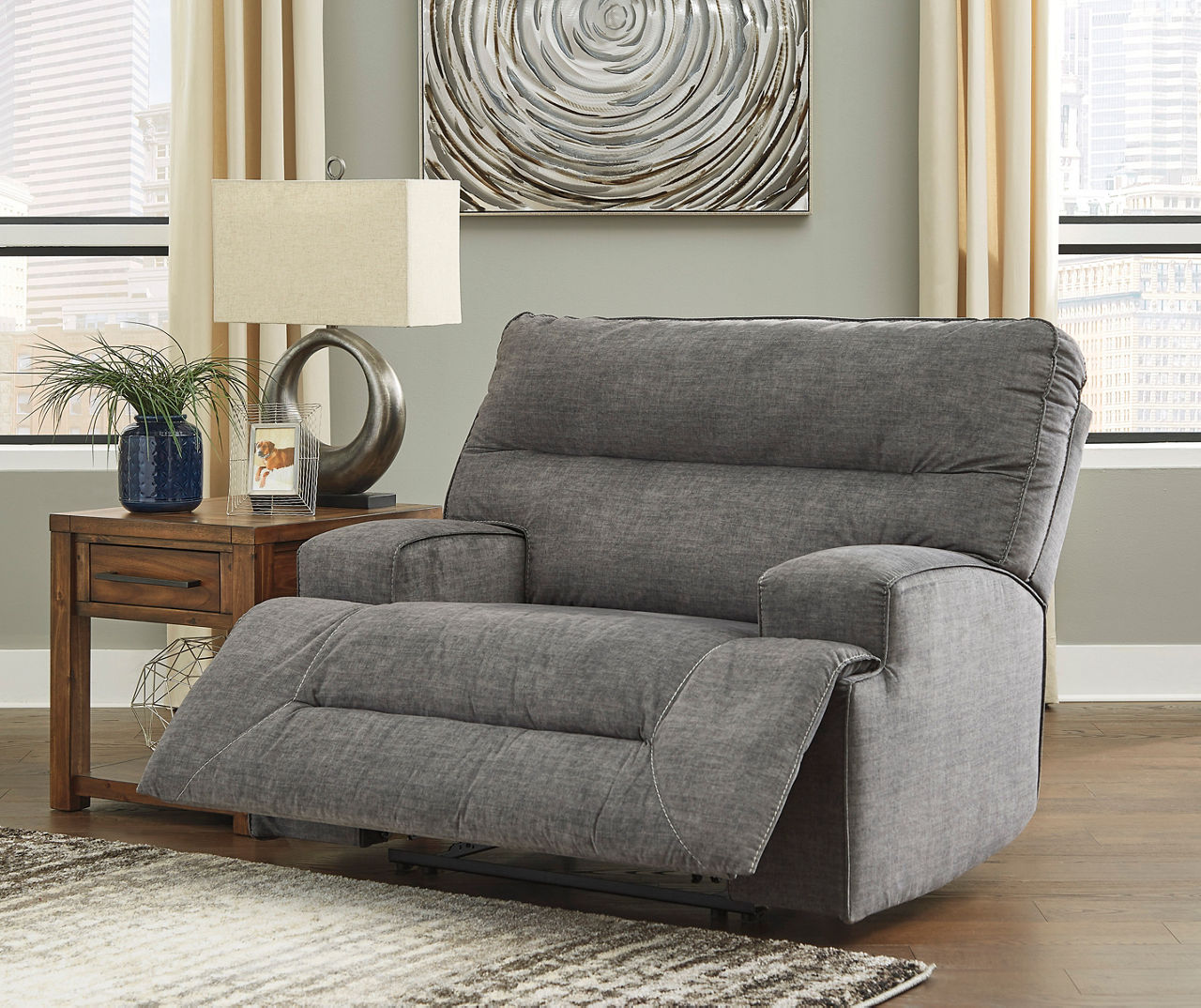 Signature Design By Ashley Coombs Charcoal Wide Seat Recliner