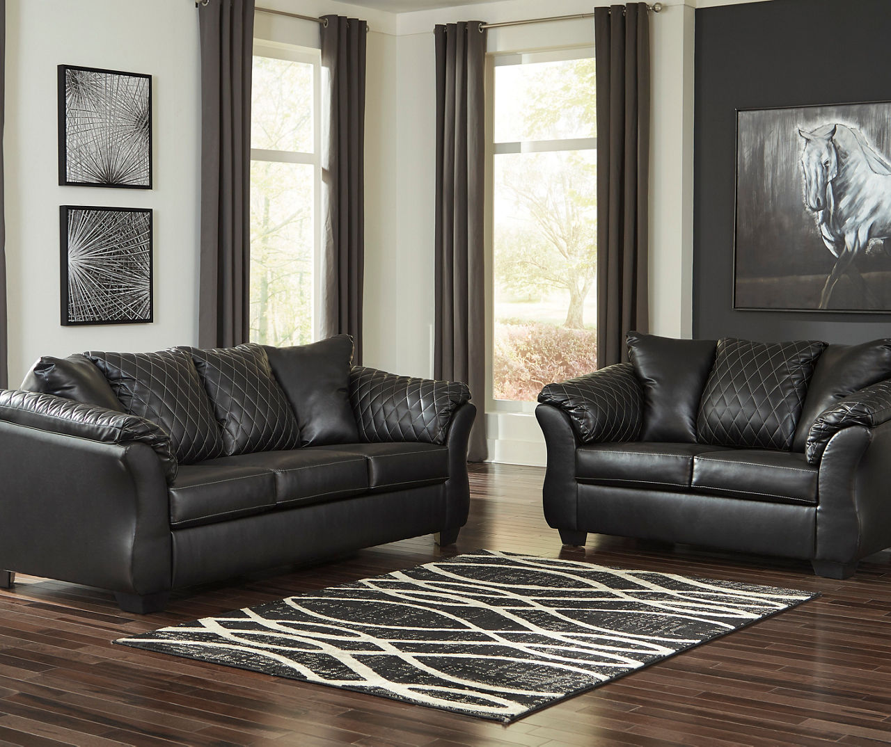 Black leather deals loveseats