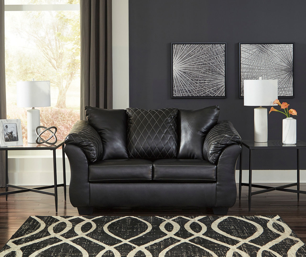 Black leather deals loveseats