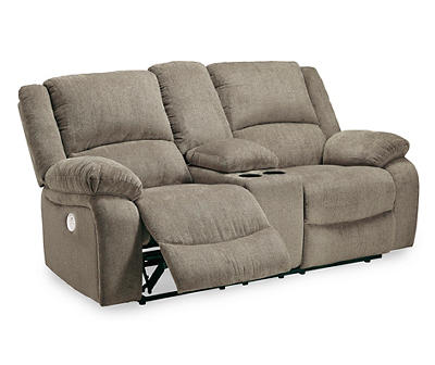 Draycoll Pewter Power Reclining Console Loveseat