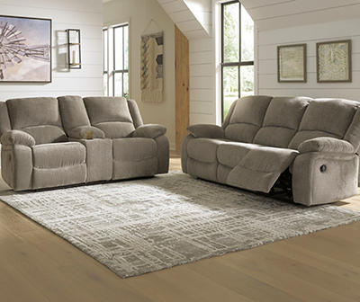 Draycoll Pewter Reclining Console Loveseat