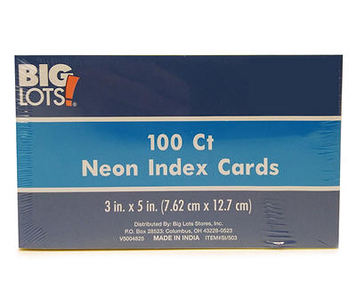 Neon Ruled Index Cards, 100-Count