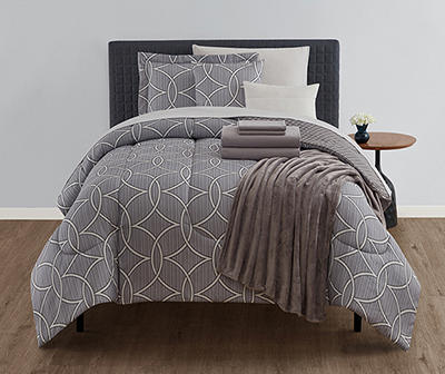 Gray Geo Twin 11-Piece Reversible Comforter Set
