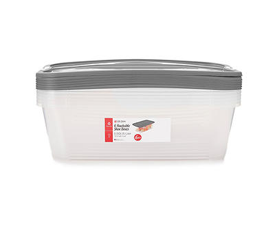 5.5-Quart Storage Tote with Gray Lid, 6-Pack