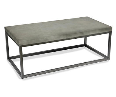 Willow River Huntington Aged Concrete and Dark Pewter 48" Coffee Table with Rustic Concrete-Look Top And Modern Metal Frame
