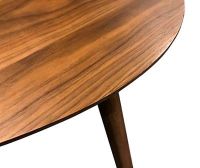 Willow River Ashland Walnut Brown 48" Coffee Table with Curved, Tear Drop Shaped Top And Round, Slanted Legs