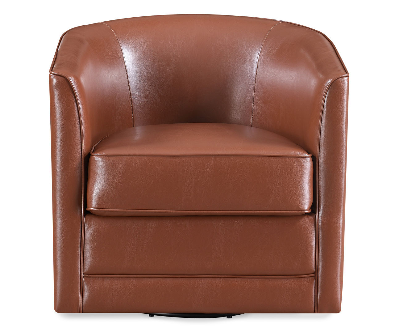 Hammond Chestnut Brown Faux Leather Swivel Accent Chair