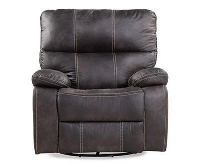 New Albany Dark Graphite Leather Look Micro Suede Swivel Reclining Glider