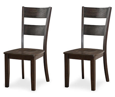 Willow River Quincy Dark Brown Dining Chair Pair with Solid Wood Seats And Ladder Back, Set of Two
