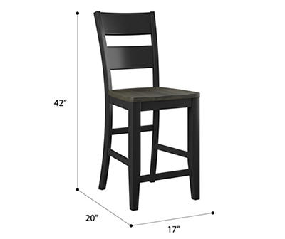 Willow River Quincy Charcoal & Ebony 24" Bar Stool with Solid Wood Seats And A Ladder Back Design, Set of Two