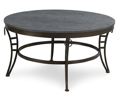Willow River Vail Cathedral Gray and Black 35" Round Coffee Table with Round Table Top And Metal Legs