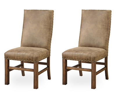 Napa Rustic Pine Upholstered Dining Chairs, 2-Pack