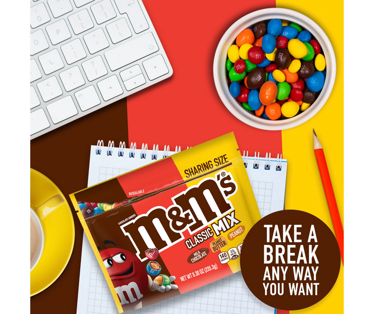 M&M'S Classic Mix Chocolate Candy Sharing Size Bag, Milk Choc Peanut  Butter&Peanut, 8.3 Ounce