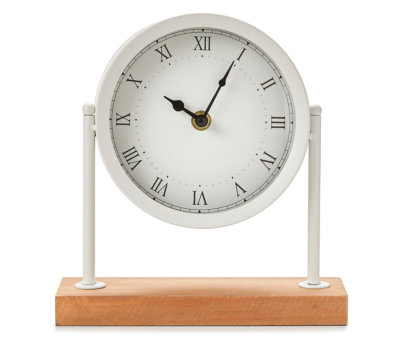 White Wood Base Tabletop Clock | Big Lots
