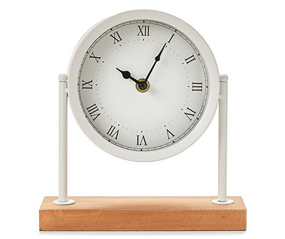 White Wood Base Tabletop Clock