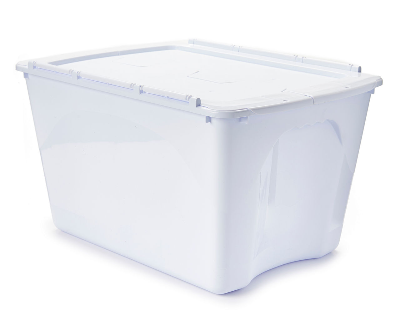 TEJAL 12 Gallon Commercial Flip Top Tote Storage Container (PACK OF 6)  Industrial Plastic Storage Tote with Hinged Attached Lid (22.05 in. L x  15.40