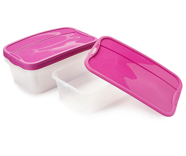 Pink Small Plastic Storage Bin 6 Pack