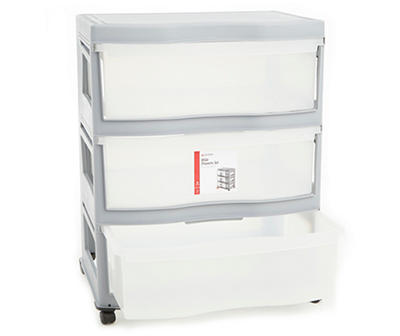 Cement Gray 3-Drawer Rolling Cart