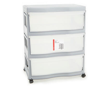 Cement Gray 3-Drawer Rolling Cart