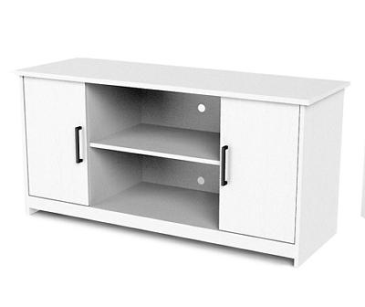 47.48" Pearl White 2-Door Media Console Cabinet & TV Stand